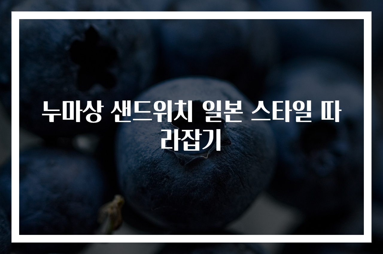 누마상 샌드위치 일본 스타일 따라잡기