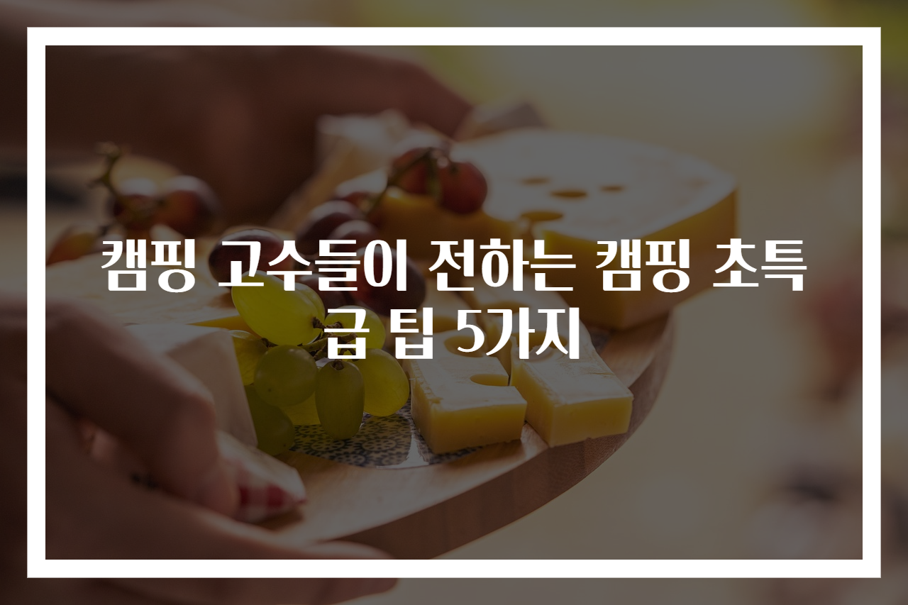 캠핑 고수들이 전하는 캠핑 초특급 팁 5가지
