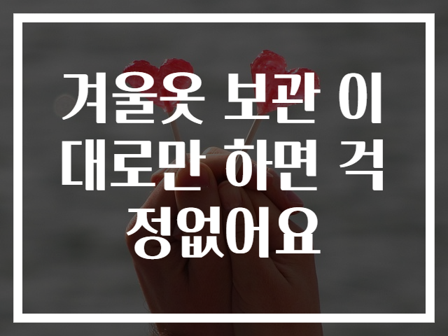겨울옷 보관 이대로만 하면 걱정없어요