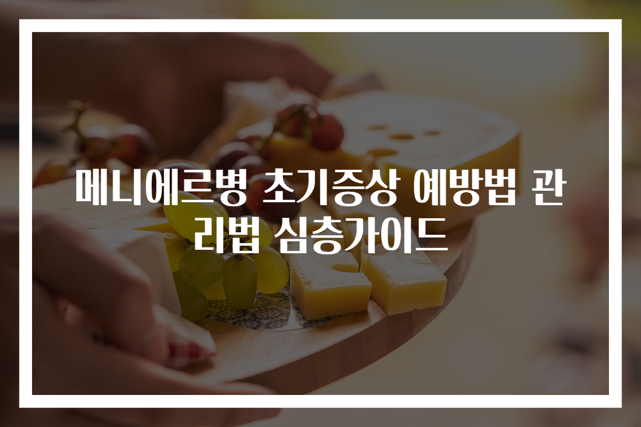 메니에르병 초기증상 예방법 관리법 심층가이드