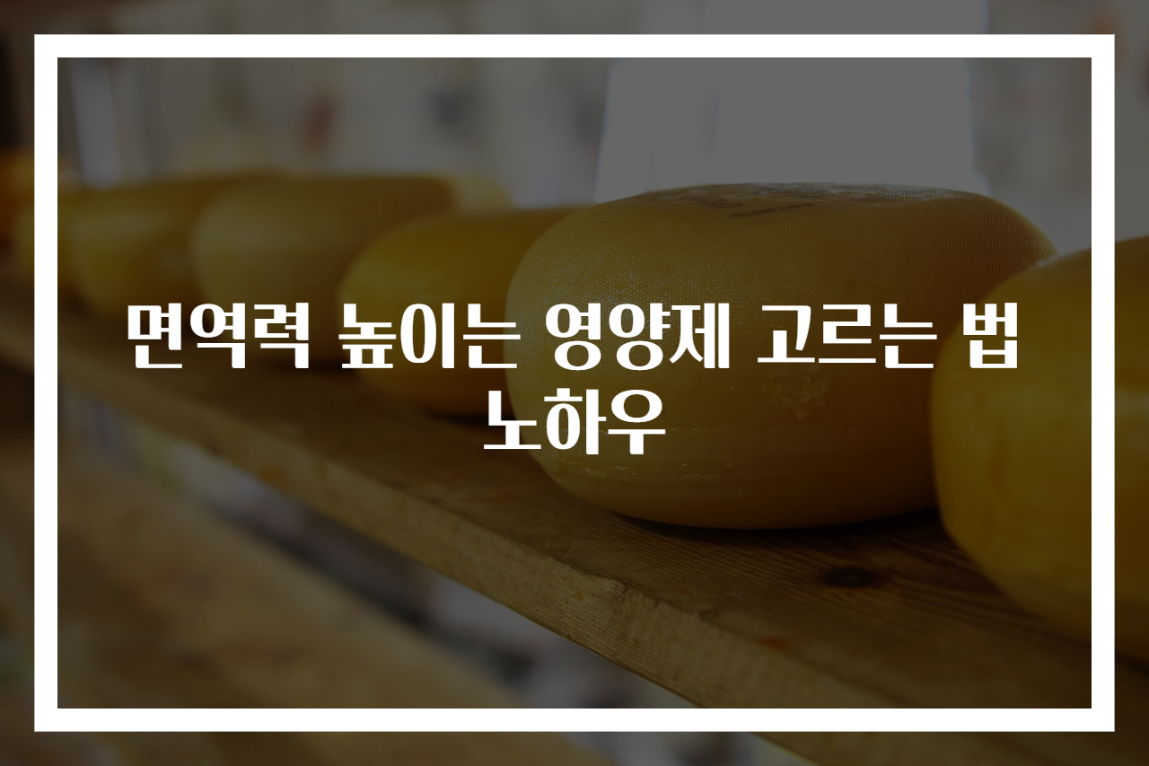 면역력 높이는 영양제 고르는 법 노하우