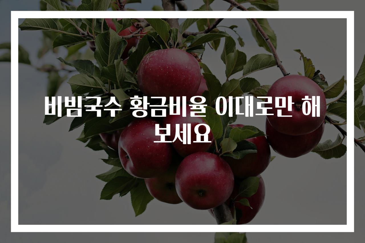 비빔국수 황금비율 이대로만 해보세요