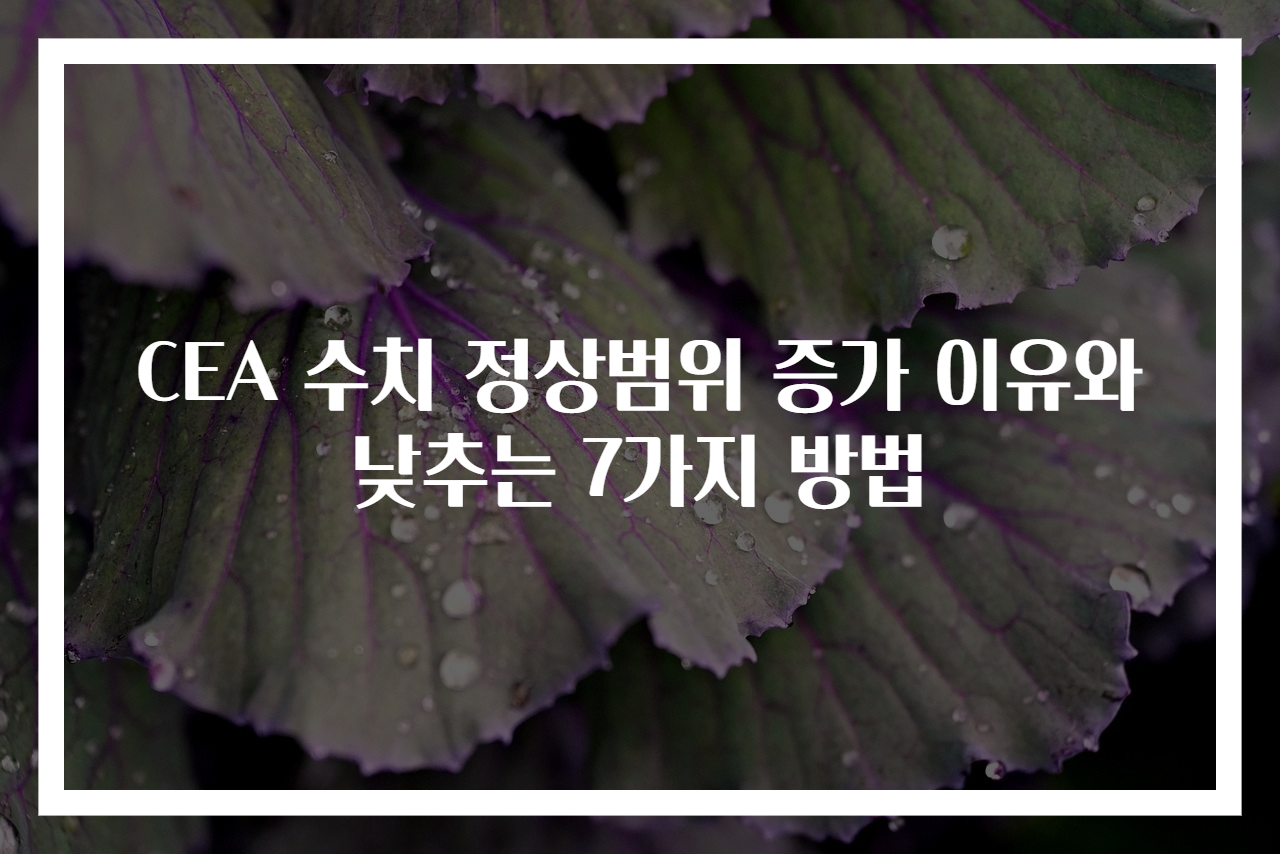 CEA 수치 정상범위 증가 이유와 낮추는 7가지 방법