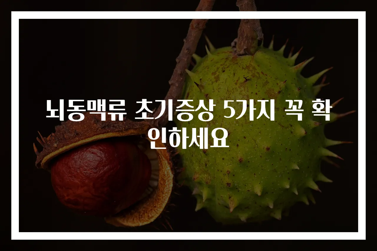 뇌동맥류 초기증상 5가지 꼭 확인하세요