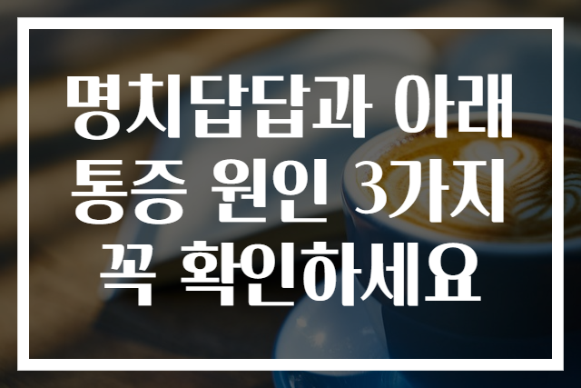 명치답답과 아래통증 원인 3가지 꼭 확인하세요
