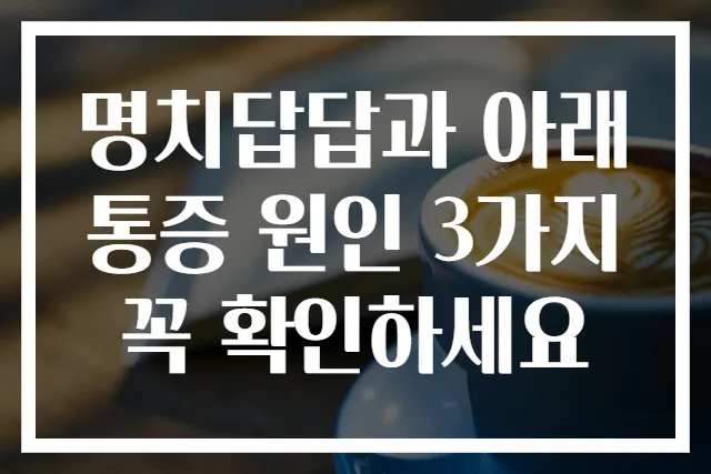 명치답답과 아래통증 원인 3가지 꼭 확인하세요