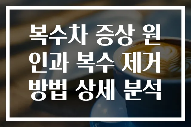 복수차 증상 원인과 복수 제거 방법 상세 분석