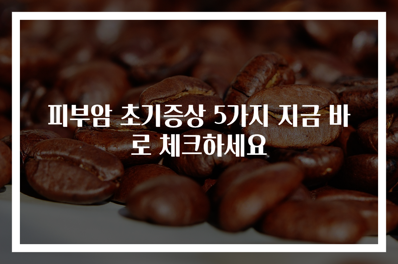 피부암 초기증상 5가지 지금 바로 체크하세요