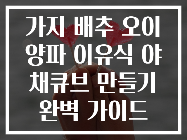 가지 배추 오이 양파 이유식 야채큐브 만들기 완벽 가이드