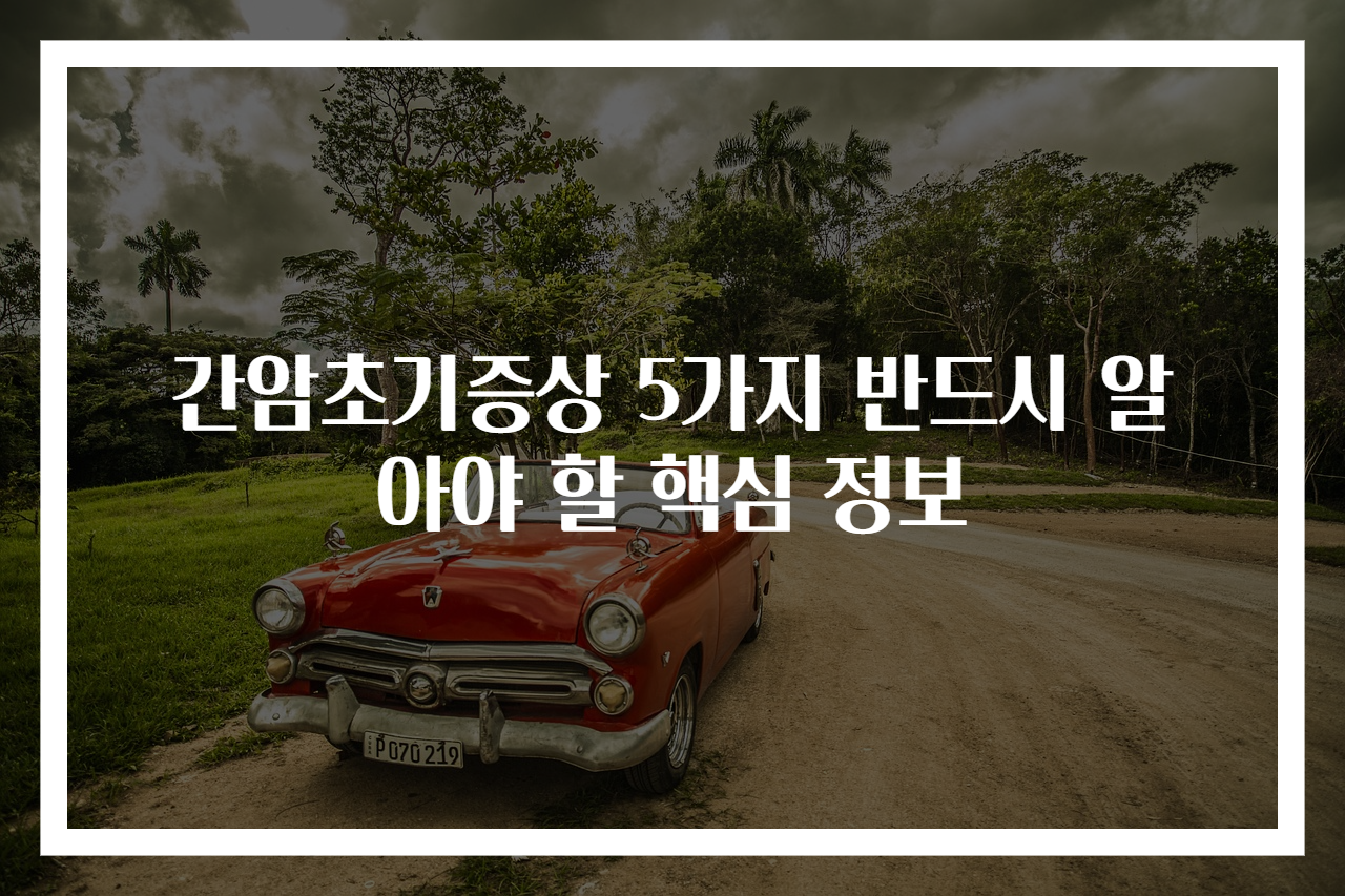 간암초기증상 5가지 반드시 알아야 할 핵심 정보