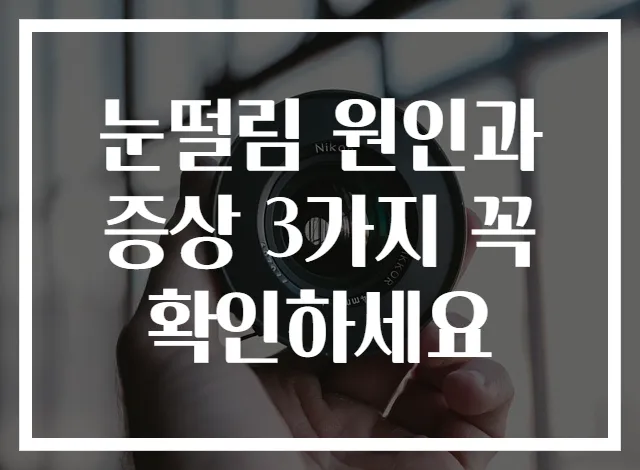 눈떨림 원인과 증상 3가지 꼭 확인하세요