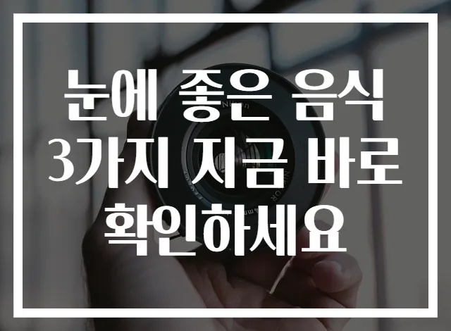 눈에 좋은 음식 3가지 지금 바로 확인하세요
