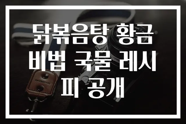 닭볶음탕 황금 비법 국물 레시피 공개
