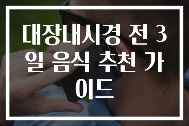 대장내시경 전 3일 음식 추천 가이드