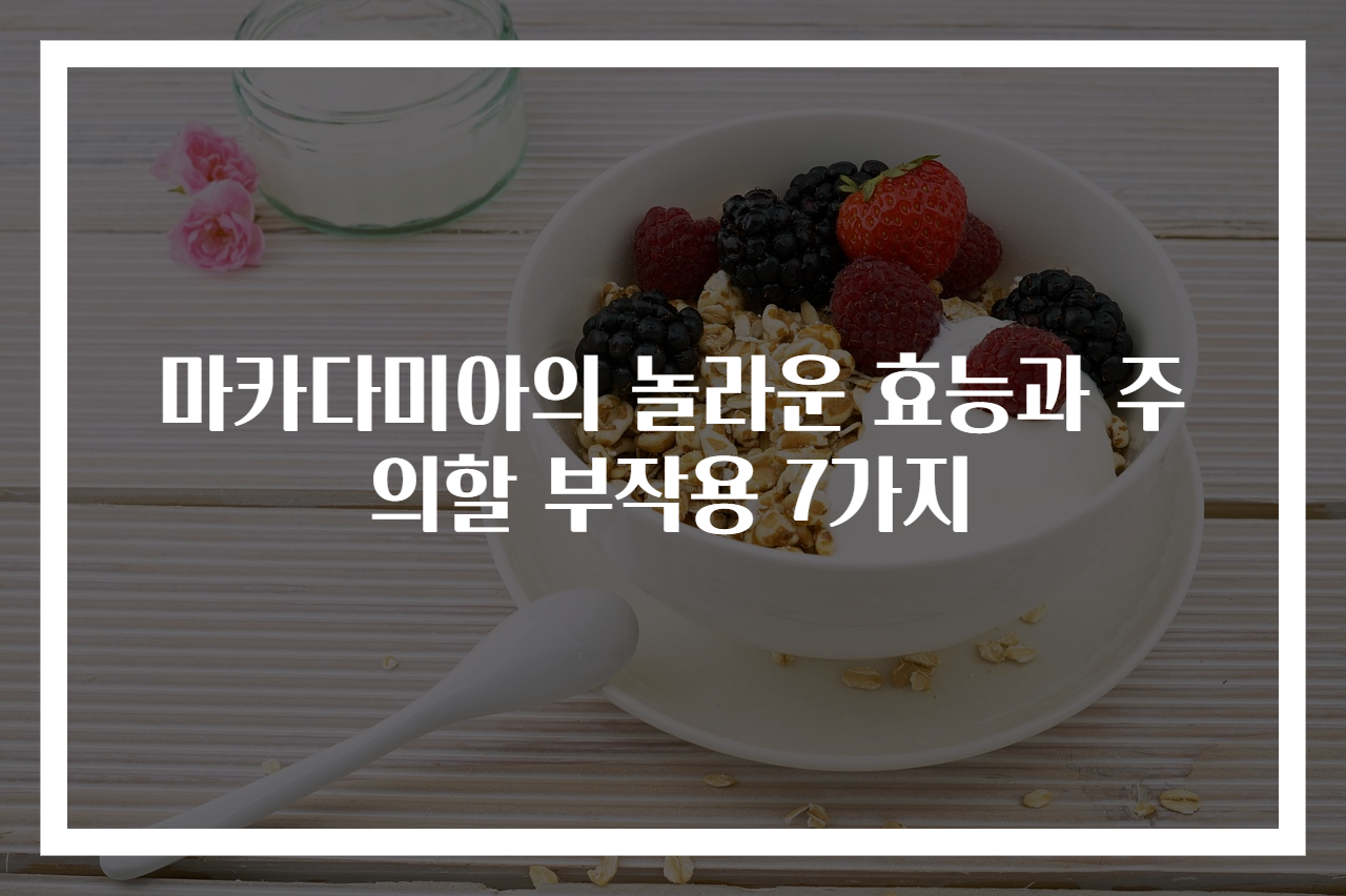 마카다미아의 놀라운 효능과 주의할 부작용 7가지