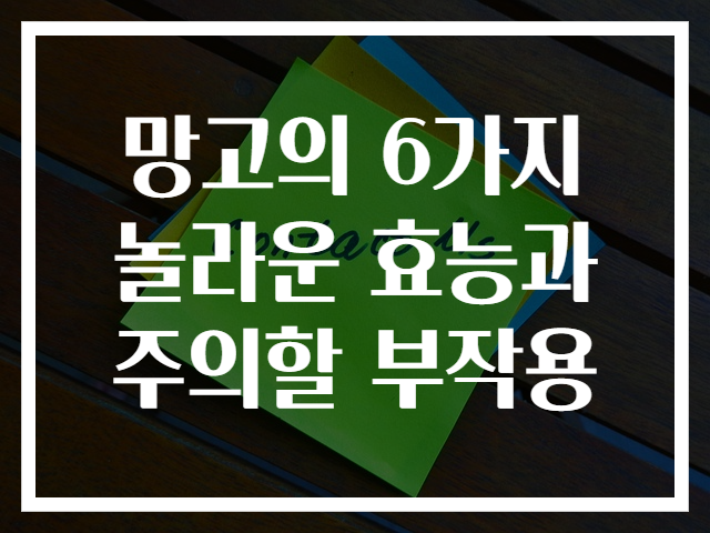망고의 6가지 놀라운 효능과 주의할 부작용