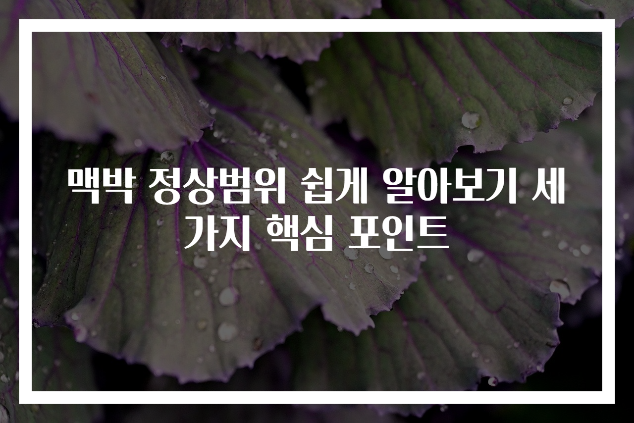 맥박 정상범위 쉽게 알아보기 세가지 핵심 포인트