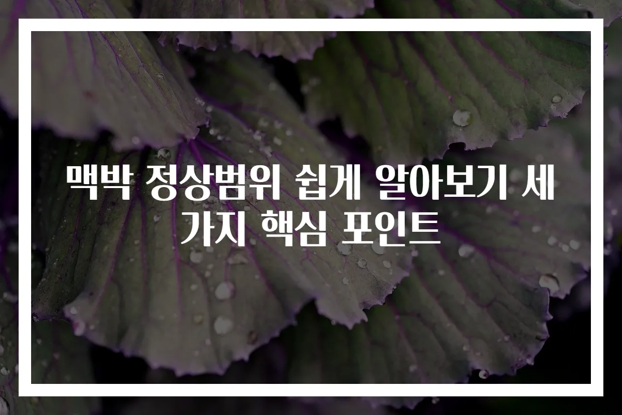 맥박 정상범위 쉽게 알아보기 세가지 핵심 포인트