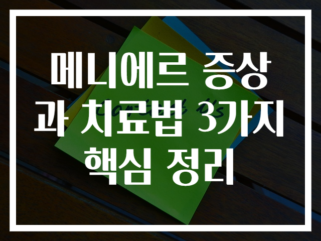 메니에르 증상과 치료법 3가지 핵심 정리