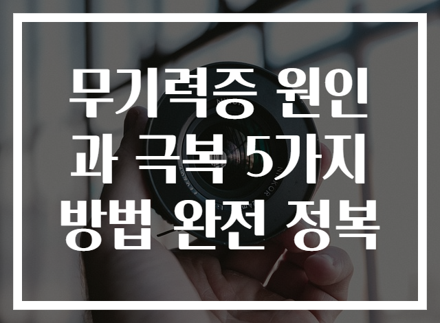 무기력증 원인과 극복 5가지 방법 완전 정복