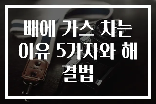 배에 가스 차는 이유 5가지와 해결법