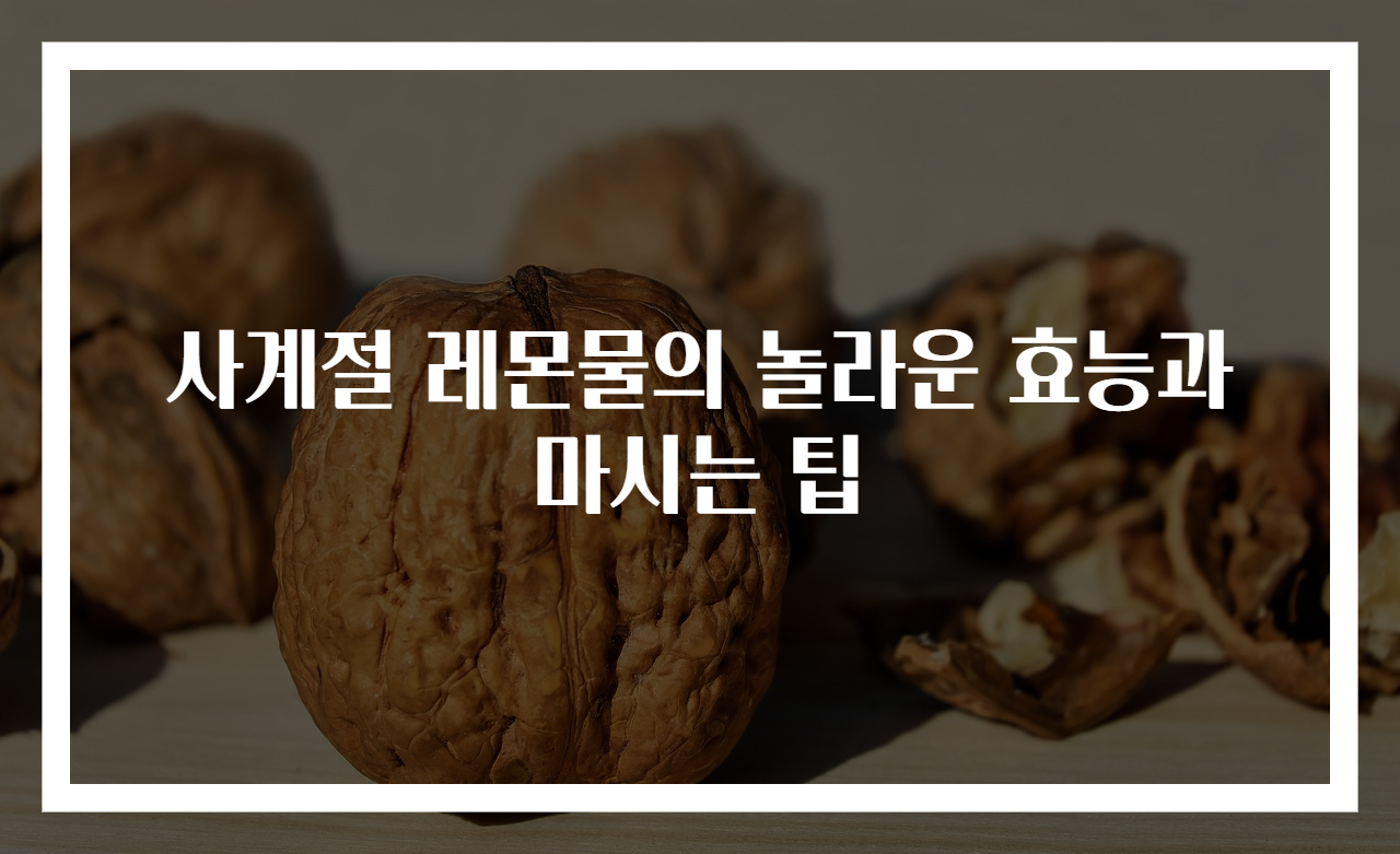 사계절 레몬물의 놀라운 효능과 마시는 팁