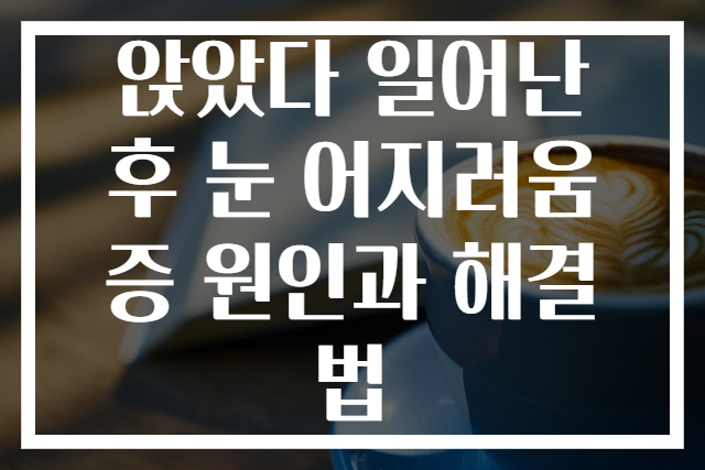 앉았다 일어난 후 눈 어지러움증 원인과 해결법