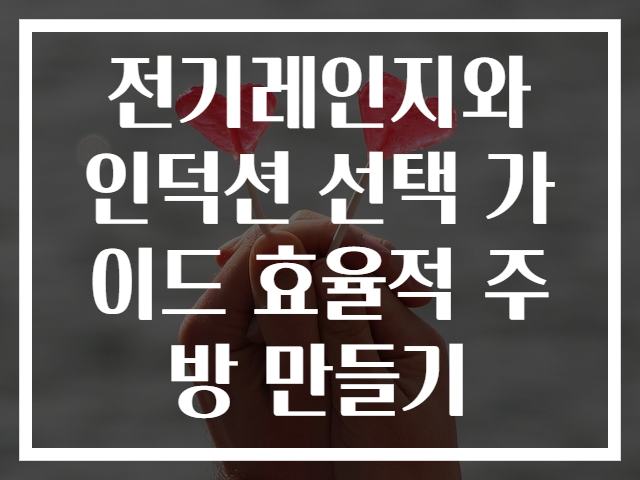 전기레인지와 인덕션 선택 가이드 효율적 주방 만들기