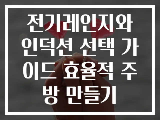 전기레인지와 인덕션 선택 가이드 효율적 주방 만들기