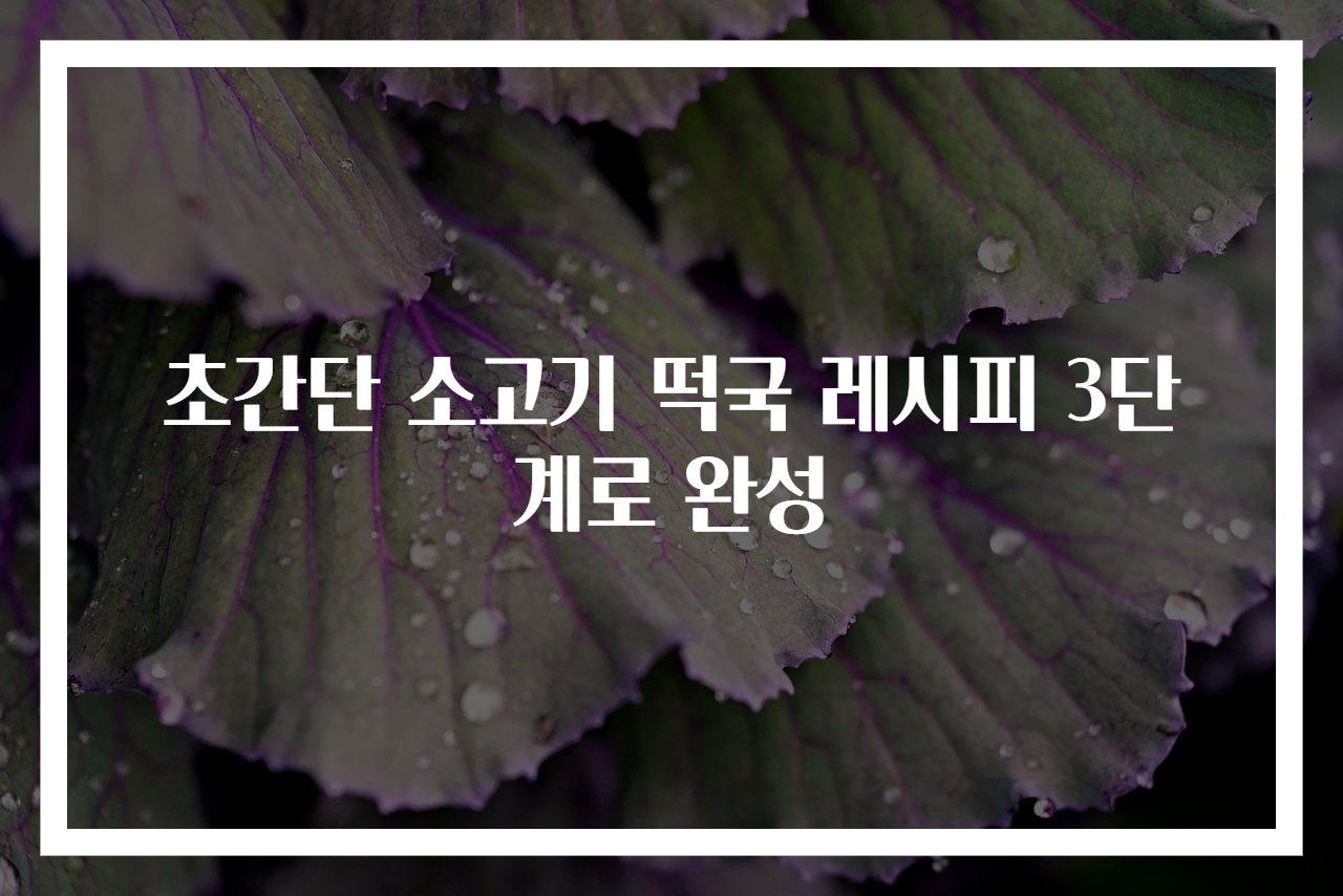 초간단 소고기 떡국 레시피 3단계로 완성