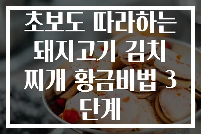 초보도 따라하는 돼지고기 김치찌개 황금비법 3단계