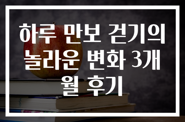 하루 만보 걷기의 놀라운 변화 3개월 후기