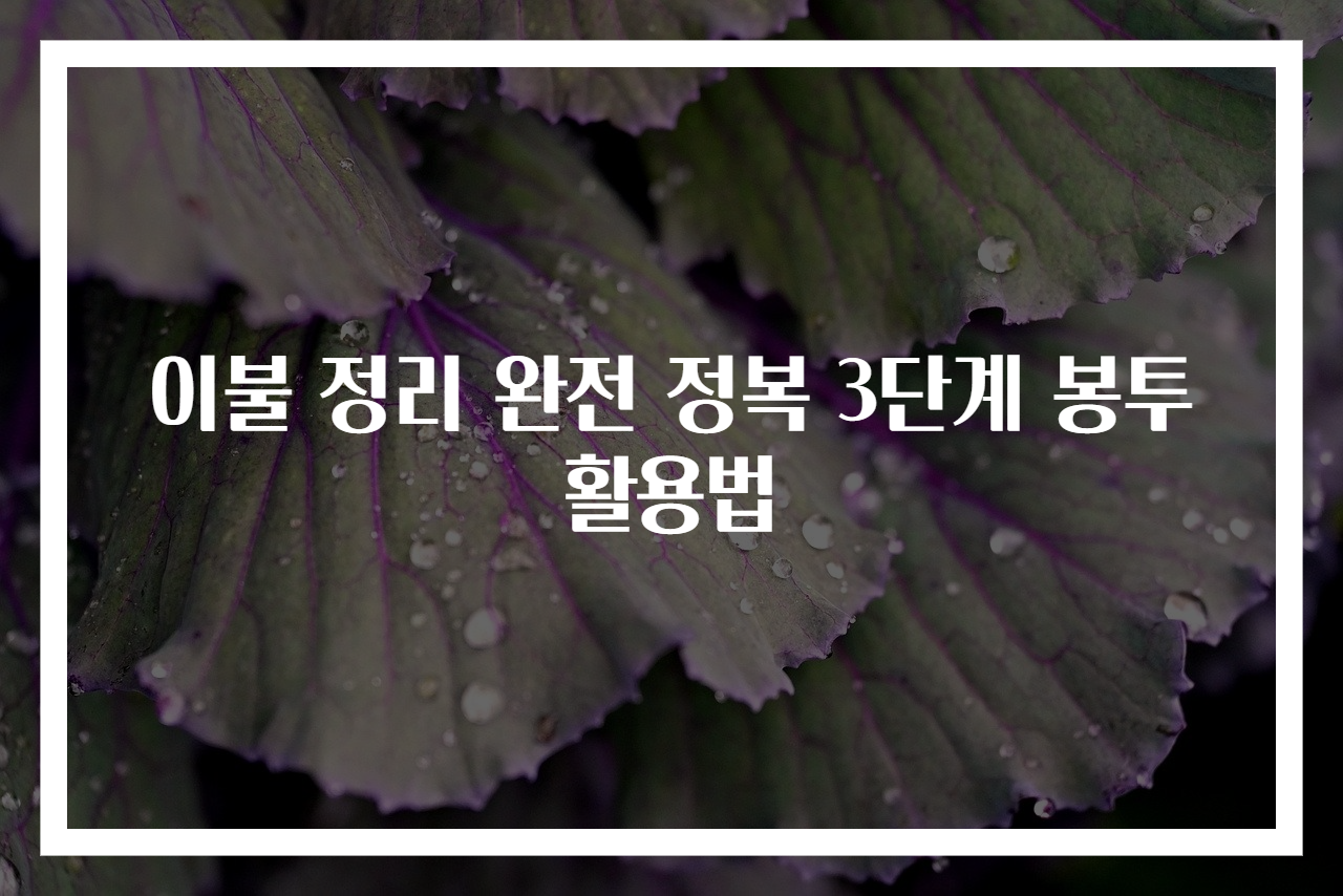 이불 정리 완전 정복 3단계 봉투 활용법