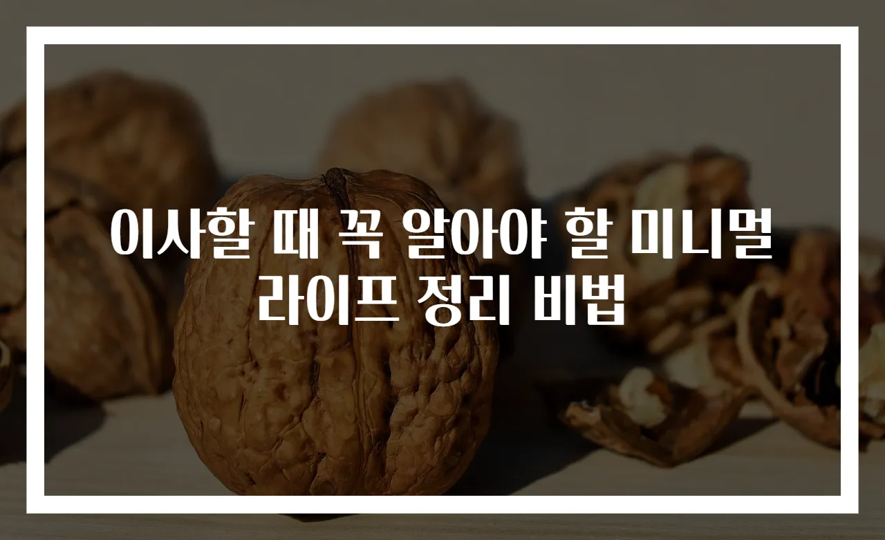 이사할 때 꼭 알아야 할 미니멀라이프 정리 비법