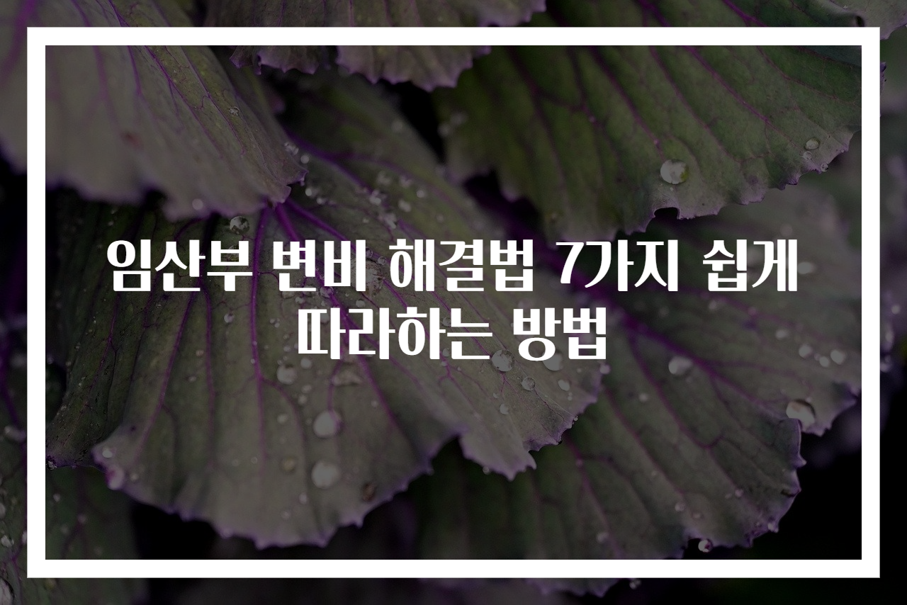 임산부 변비 해결법 7가지 쉽게 따라하는 방법