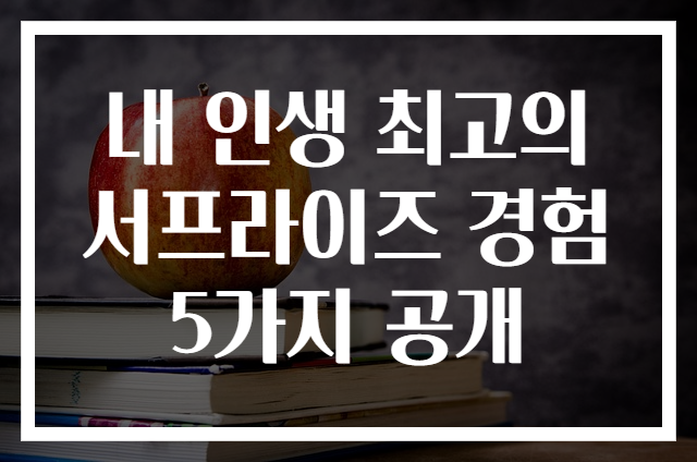 내 인생 최고의 서프라이즈 경험 5가지 공개