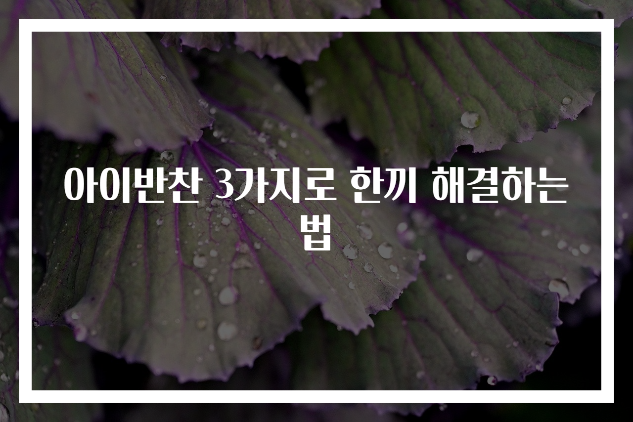 아이반찬 3가지로 한끼 해결하는 법