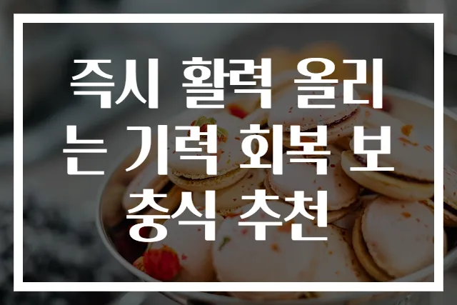 즉시 활력 올리는 기력 회복 보충식 추천