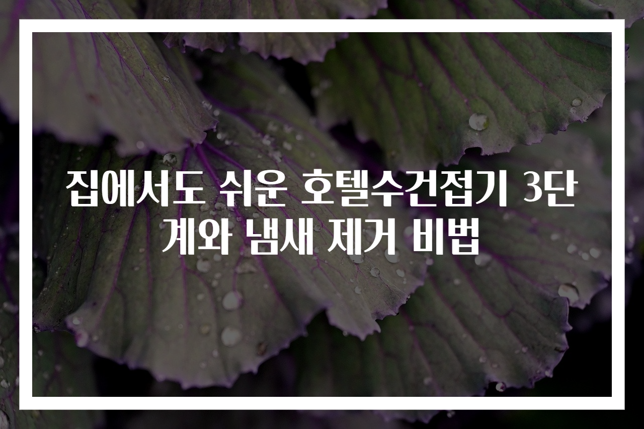 집에서도 쉬운 호텔수건접기 3단계와 냄새 제거 비법