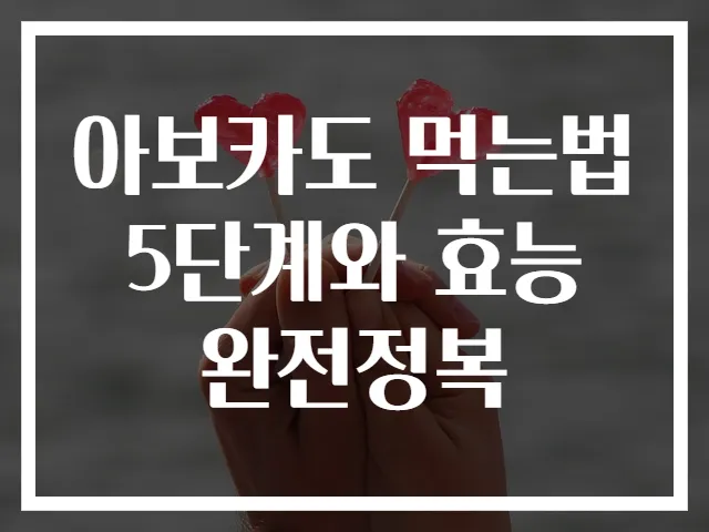 아보카도 먹는법 5단계와 효능 완전정복