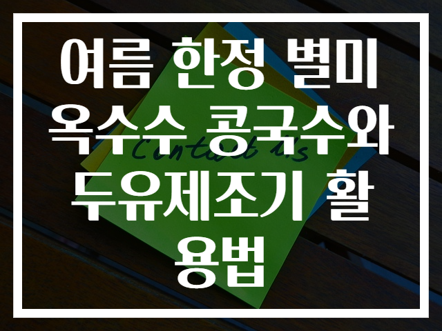 여름 한정 별미 옥수수 콩국수와 두유제조기 활용법