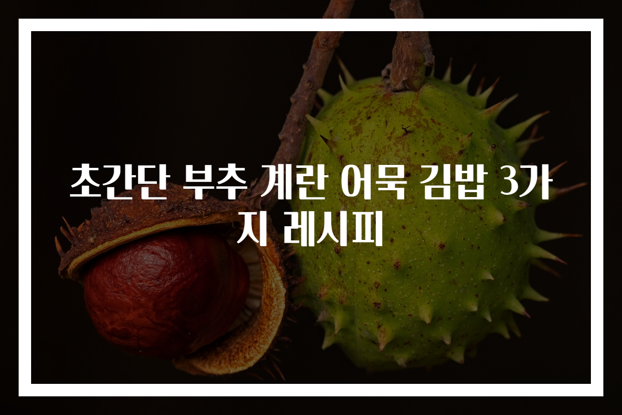 초간단 부추 계란 어묵 김밥 3가지 레시피