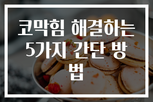 코막힘 해결하는 5가지 간단 방법